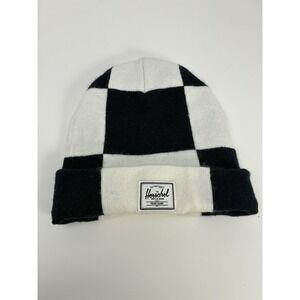 Herschel Supply Co Beanie Hat Checkerboard Black White Knit Cuff Elmer
